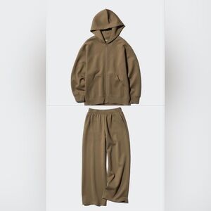 Uniqlo DRY Olive Zip Hoodie and Jogger Set